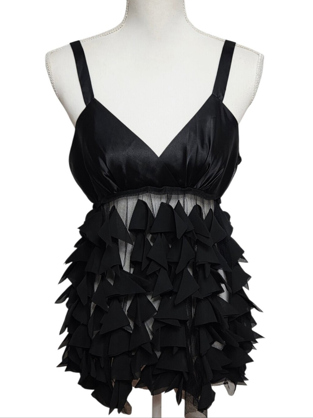 Flora Nikrooz Ruffle Baby Doll Nightie Chemise Black Large